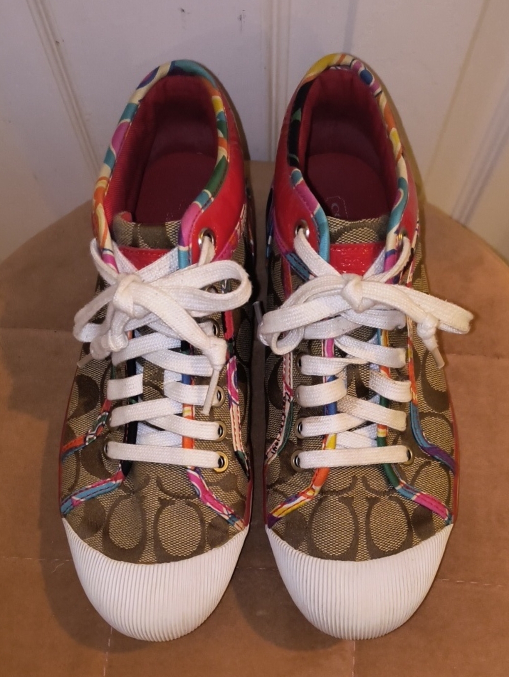 Coach Zoe Jacquard “C” Canvas High Top Sneakers Size 7